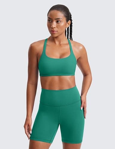 CRZ YOGA Womens Naked Feeling Criss Cross Sports Bra - Strappy Back Padded Medium Support Wireless Gym Cami Workout Yoga thumbnail 2