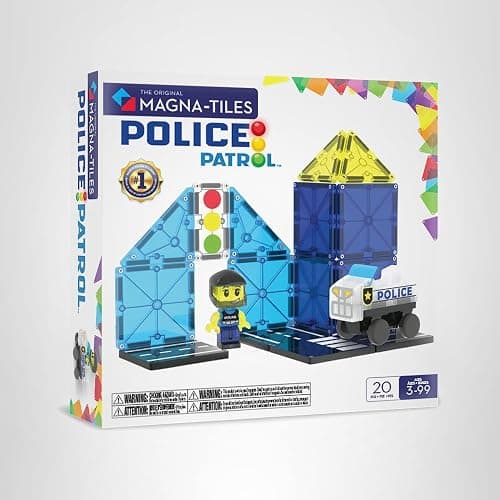 Magna-Tiles Police Patrol 20-Piece Magnetic Construction Set, The Original Magnetic Building Brand thumbnail 9