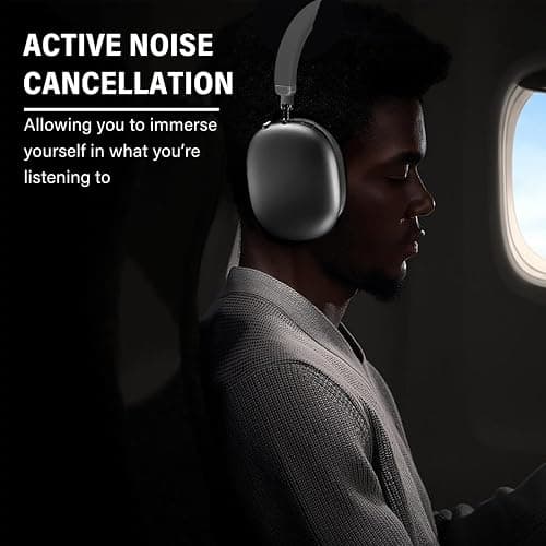 Wireless Headphones Bluetooth Headphones Active Noise Cancelling Over-Ear Head-Phones with Microphones, 24 Hours Playtime, HiFi Audio Adjustable Headset for iPhone/Android/Samsung - White thumbnail 7