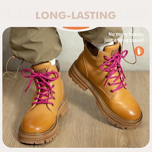 Stepace Round Shoelaces [2 Pairs] Heavy Duty Boot Shoe Laces for Hiking Work Boots thumbnail 5