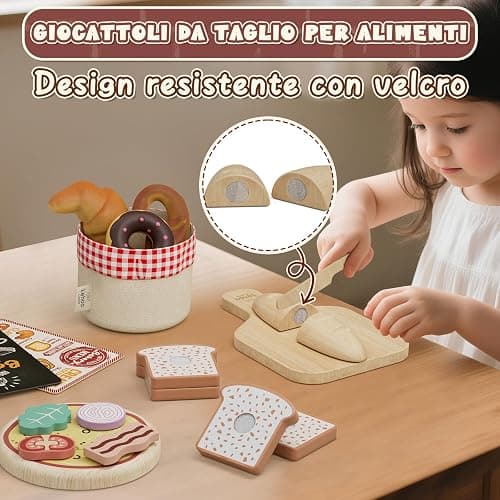 Lehoo Castle Cucina Giocattolo per Bambini, Pizza Giocattolo in Legno, Accessori Cucina Bambini, Giochi Bambino Bambina 3-5 Anni thumbnail 6