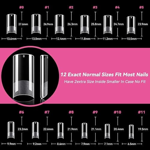 UNA GELLA No C Curve Medium Square Nail Tips 504 Pcs Half Cover Square Gel Nail Tips Pre-file Half Matte Straight Nails Tips Clear Fake Nails For Nail Extension Home DIY Salon with Box thumbnail 6