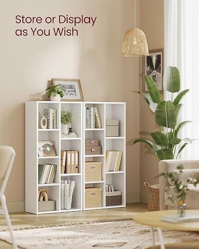 VASAGLE Bookshelf, 7 Cubes Storage Organizer, 19.7 x 9.4 x 41.7 Inches | Storage Shelf, for Living Room, Home Office, Dining Room, Cloud White, CUSTOS Collection ULBC27WT thumbnail 4