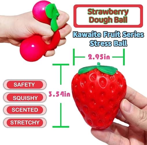 Strawberry Squishy, Strawberry Squishy Sensory Fidget Giant Jumbo Big Slow Rising Stress Ball Squeeze Toy Fruit Realistic for Relief, Adults Kids Gifts Party Favor (1pcs) thumbnail 2