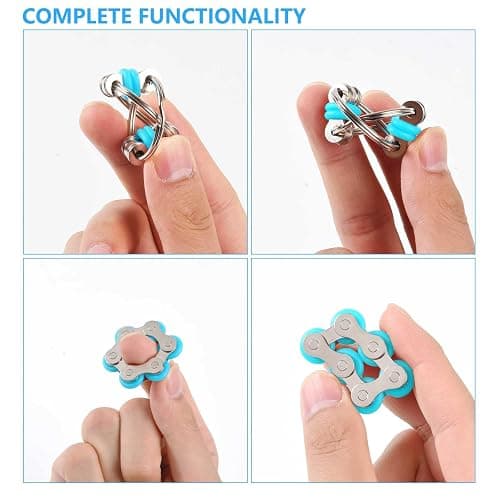 8Pcs Sensory Fidget Toys with Fidget Spinner,Spiky Sensory Finger Acupressure Rings Bike Chain Marble Mesh Fidgets Quiet Toys for Autism,Anxiety Toy Stocking Stuffers Gift for Boys Girls thumbnail 4