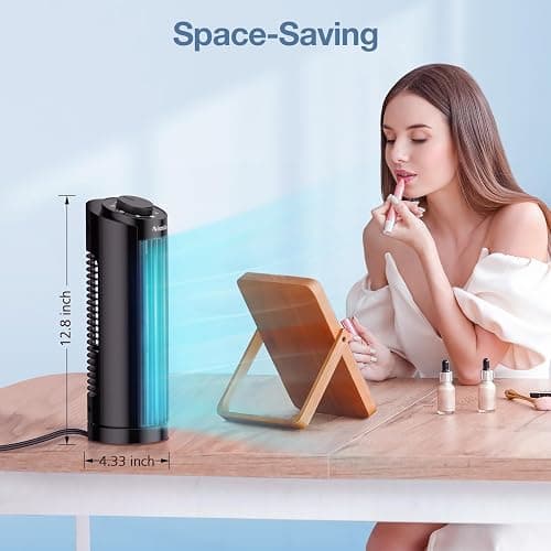 Grelife 13 Inch Tower Fan with Remote Controls, 3 Speed Settings, 90° Oscillation, 7.5 Timer, Ultra Quiet (25dB), Bladeless Design, Space-Saving for Bedroom, Office, Home, Dorm - Black - 15nches thumbnail 2