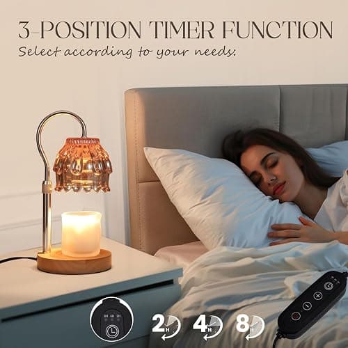 SnowBB Flower Candle Warmer Lamp, Timer Dimmer, Adjustable Height, Birthday Gift for Women Mom Friend Sister, House Warming Gift New Home Decor, Vintage Wax Melt Warmer, Christmas White Elephant Gifts thumbnail 3
