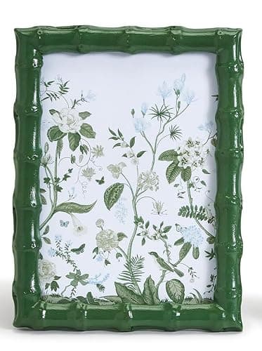 Two's Company 5" X7" Countryside Green Faux Bamboo Photo Frames - Image 1