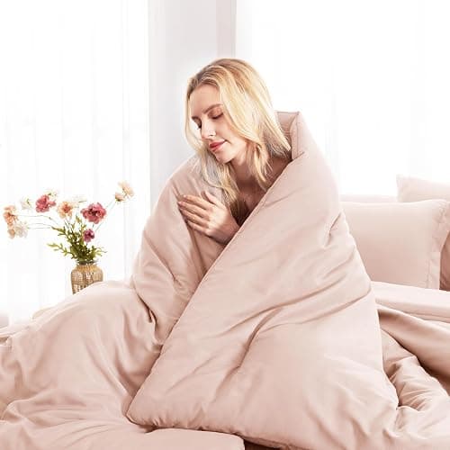 CozyLux Queen Comforter Set Blush Pink, 7 Pieces Bed in a Bag Queen Comforter Set with Sheets, Bedding Sets with Down Alternative Comforter, Fitted Sheets, Flat Sheets, Pillow Shams and Pillowcases thumbnail 9