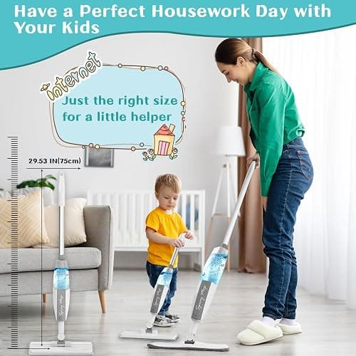 Toddler Mop that Really Works - Kids Spray Mop - Mini Size Cleaning Toy Set, Interactive Pretend Play Montessori Toys Gift for Toddlers Boys Girls Ages 3-6 thumbnail 4