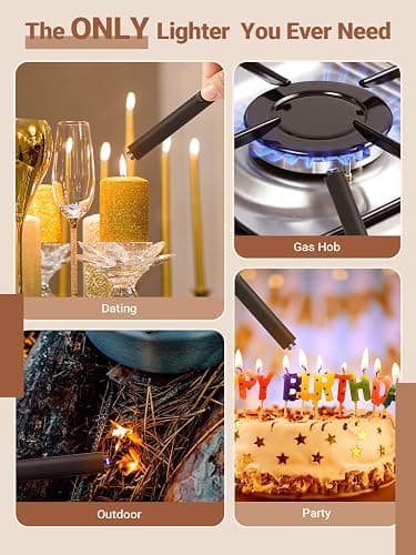 Candle Lighter Stocking Stuffers for Women Men, Electric Candle Lighter USB Rechargeable Graduation Gifts for Him Wife Grandma Girlfriend Safety Lock Long Lighters for Grill Home Kitchen BBQ Camping thumbnail 7