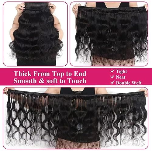 12A Human Hair Bundles Body Wave Bundles Human Hair 18 20 22 Inch 100% Unprocessed Brazilian Virgin Hair Body Wave 3 Bundles Deals Real Human Hair Extensions For Black Women Natural Black thumbnail 4