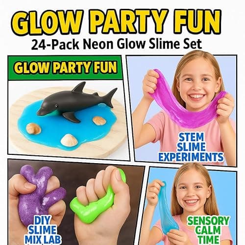 Playbees Glow in The Dark Slime – 6 Pack Neon Party Favors for Kids, Sensory Toy for Boys & Girls Ages 5+, Non-Toxic, Stretchy, Gooey Fun – Birthday, Halloween, Classroom & Treat Bags thumbnail 5
