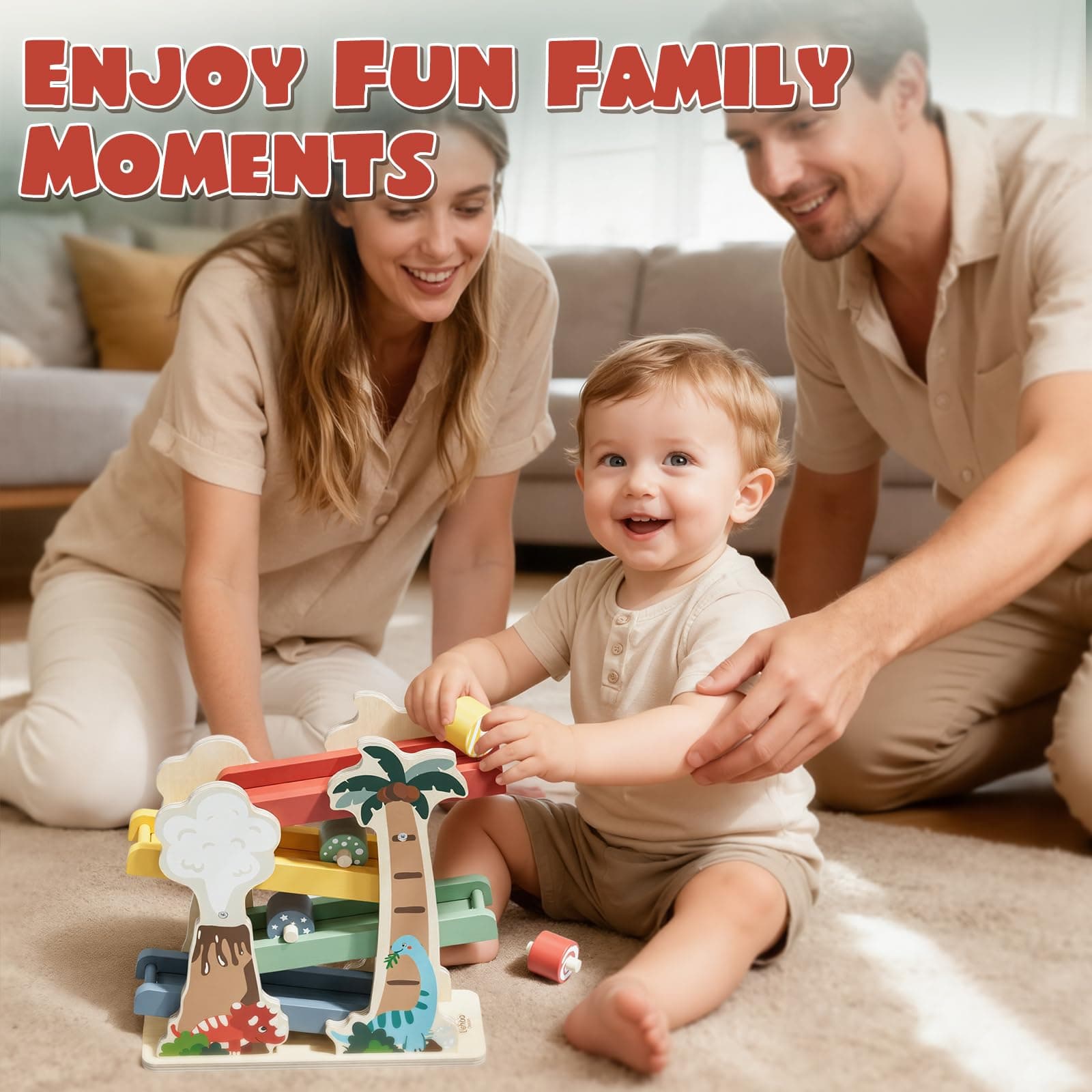 Lehoo Castle Toddler Toys Ramp Track, Toys for 1 Year Old Boys, Wooden Toy Car Ramp for Toddlers with 4 Roller, Gifts for 1 2 3 Year Old Boys thumbnail 4