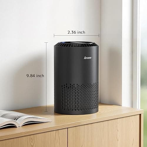 AROEVE Air Purifiers for Bedroom Home, Air Purifier For Smoke Pollen Dander Hair Smell Air Cleaner with Sleep Mode Speed Control For Bedroom Office, MK01- Black(Available for California) thumbnail 8