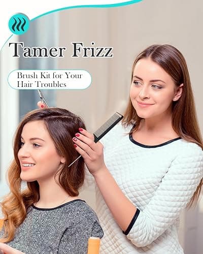 Peach Wood Boar Bristle Slick Back Hair Brush & Rat Tail Comb Set - Controls Frizz, Smooths Flyaways, Restores Shine - Creates Sleek Ponytails, Buns & Edge Control, Teasing for Women & Kids thumbnail 5