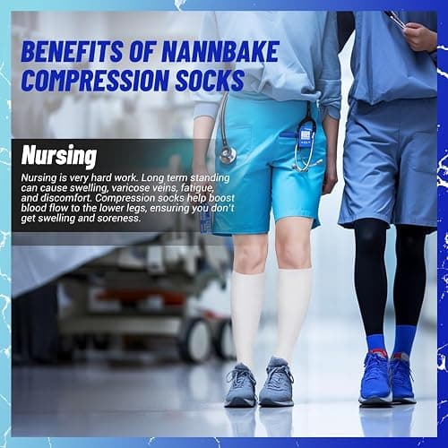 NANNBAKE 3 Pairs Compression Socks for Women & Men 15-20 mmHg,Best Support for Cycling Athletic Hiking Running thumbnail 4