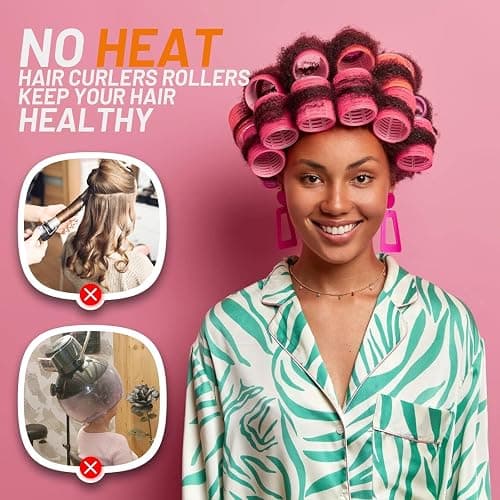 Big Self-Grip Hair Rollers with Stainless Steel Duckbill Clips for Long, Medium Hair and Volume thumbnail 5