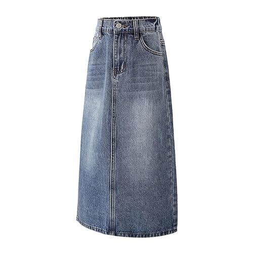 Teen Girls Denim Skirts Buttons Baggy Straight Casual Bottoms Dress Kids Long Jeans Dresses Summer Streetwear Skirts Girl Clothes Size 14 16 Outfits Teen Size 7 8 thumbnail 2