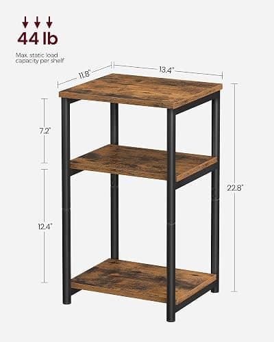 VASAGLE Side Table, Small End Table, Tall Nightstand for Living Room, Bedroom, Office, Bathroom, Rustic Brown and Classic Black ULET273B01 thumbnail 3