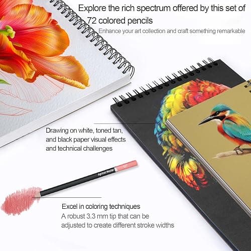 Colored Pencils for Adult Coloring Books, 72 Colors Drawing Pencils with Oil-Based Cores, Professional Art Supplies for Artists, Coloring Pencils for Adults, Color Pencils Set for Beginners and Teens. thumbnail 5