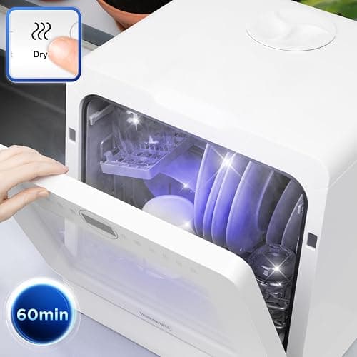 Duronic DW5 WE Lave-vaisselle posable 950W Lave vaisselle de comptoir | Lave vaisselle avec 6 programmes de lavage séchage Lave les plats assiettes verres bols couverts fruits Gain de place thumbnail 7