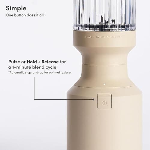 The Beast Mini Blender Plus | Mini Countertop Kitchen Blender | Blend Smoothies and Shakes, Dressings, Sauces, Dips | Extra Vessels, Straw Cap and Straws Included | 600W (Sand) thumbnail 5