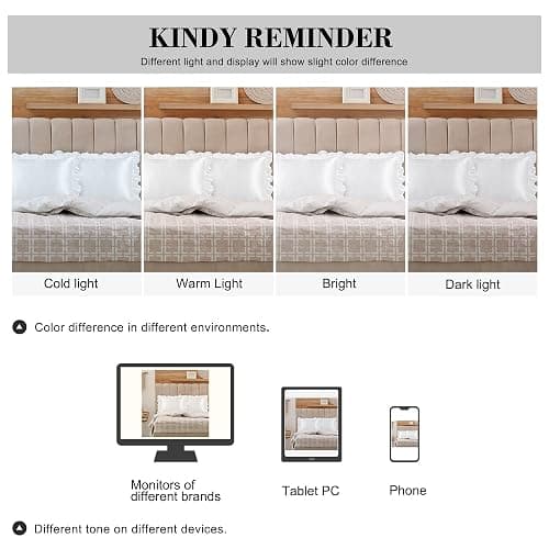 PiccoCasa Kissenbezug Satin Pillowcase 2er Set Kopfkissenbezüge mit rüschen kuschelig Hotelverschluss als Dekokissenbezug für Wohnzimmer Schlafzimmer Sofa Deko Weiß 40x60cm thumbnail 8