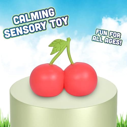 Toymendous Squishy Cherries, Jumbo Sweet Fruit Stress Toy, Twin Cherry Fidget Fun, 5.5 Inch Squishy Fruit, Fidget Sensory Food, Jumbo Strss Relief Toy or Kids & Adults, Easter Basket Stuffer thumbnail 4