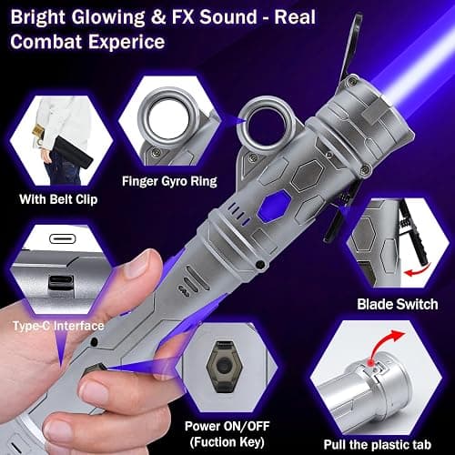 Kogibe Light Up Saber for Kids, LED Light Swords Set with 25 Color Changing Electronic Lights &FX Sound for Galaxy War Fighter Warriors, Dress Up Parties (with Belt Clip) thumbnail 4