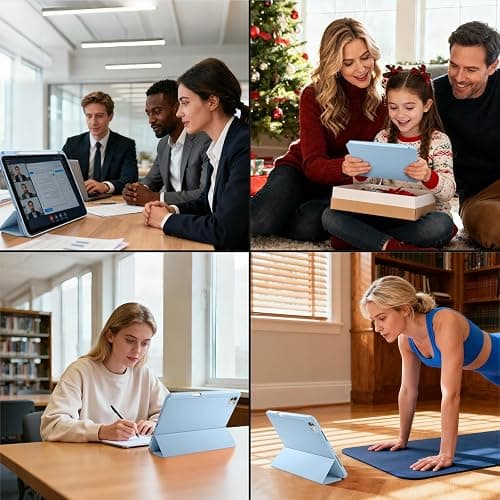 Akkerds for iPad Pro 11 Inch Case (M5/M4) 2025/2024 6th/5th Generation with Pencil Holder, for iPad Pro Case 11 Inch with Trifold Stand Protective Cover/Soft TPU Back, Auto Wake/Sleep, Sky Blue thumbnail 9