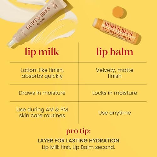 Burt’s Bees Stocking Stuffers, Lip Milk, Daily Lip Moisturizer, Toasted Coconut, Vitamin Enriched Moisturizing Lip Balm with Almond Milk and Jojoba Oil, Hydrating for Softer Lips, 1 Tube, 0.34 Fl Oz thumbnail 6