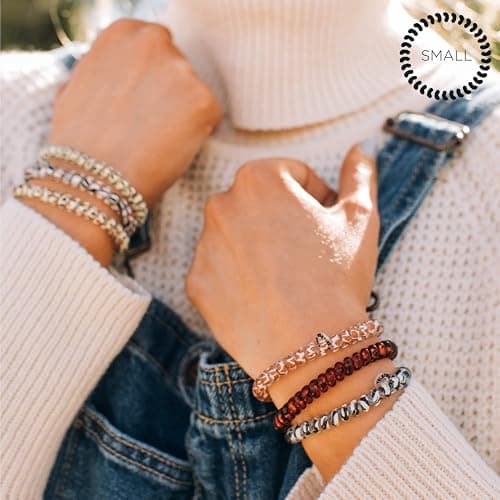 TELETIES - Spiral Hair Coils - Ponytail Holder Hair Ties for Women - Phone Cord Hair Ties - Strong Grip, No Rip, Water Resistant, No Crease Hair Tie Coils - 3 pack (Small, Leopard) thumbnail 5
