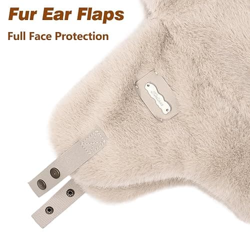 Piecees Fur Trapper Hat for Women Men Winter Hats with Ear Flaps Fuzzy Russian Ushanka Fluffy Snow Hat for Cold Weather Warm thumbnail 6