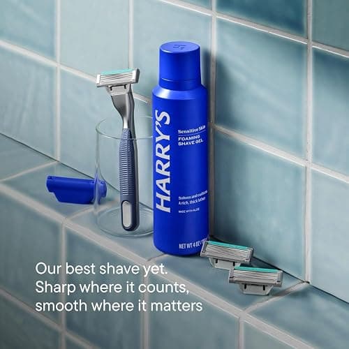 Harry's Plus Trial Shaving Kit for Men - Premium Handle, Razor Blade Cartridge, Foaming Shave Gel, and Travel Blade Cover - Advanced Pivoting System - Onyx thumbnail 9