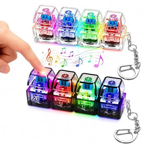 Boxgear 2 Pack Keyboard Fidget Keychain with LED Lights, 4-in-1 Stress Relief Clicker Toy, Keyboard Button Finger Clicker for Anxiety Relief, Sensory Decompression Toy for Kids & Adults (Transparent) - Image 1