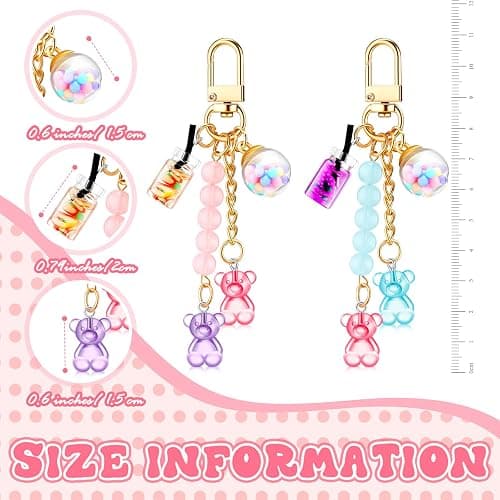 Ecally Cute Resin Bear Keychain Macaron Bear Keychains Candy Pendant Jewelry Gift Bag Key Ring Accessories for Girl Women thumbnail 3