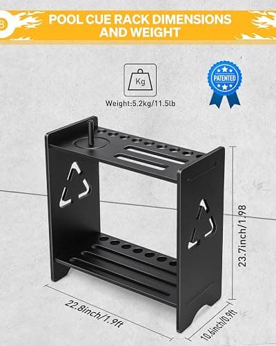 EXTCCT Pool Stick Holder Floor Stand- Billiards Pool Cue Rack Oak Solid Wooden Holds 9 Cues and Pool Table Accessories Organizer with Chalk Cone Holder for Game Room Club or Men Cave thumbnail 3