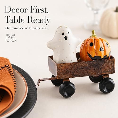 Mud Pie Stoneware Salt and Pepper Set, Halloween, 2" x 2 3/4" thumbnail 5