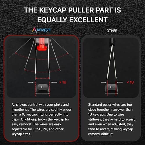 KEMOVE P10 2-in-1 Switch Puller Keycap Puller for Mechanical Keyboard, 304 Stainless Steel Key Switch Keycap Puller, Easily Remove and Replace Gaming Keyboard Switches and keycaps - Black Translucent thumbnail 4