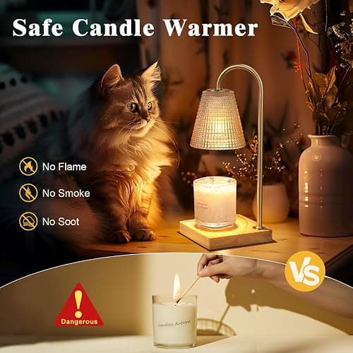 Amber Candle Warmer Lamp-Dimmable Candle Lamp with Timer, Christmas Birthday Gifts for Women, House Warming Gifts for New Home Bedroom Decor, Vintage Wax Warmer for Scented Wax thumbnail 4