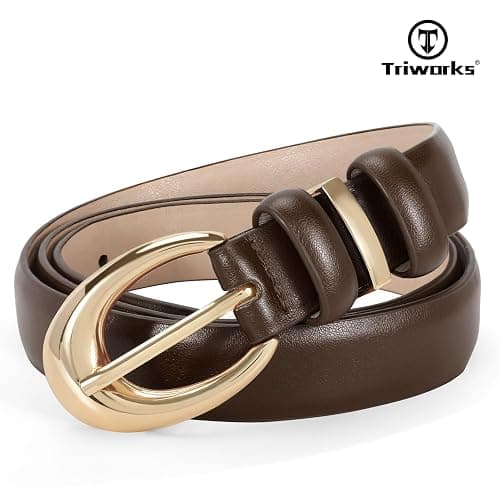 TRIWORKS 3 Pack Women Leather Belt for Jeans Pants Fashion Ladies Faux Leather Belt with Gold Buckle thumbnail 5