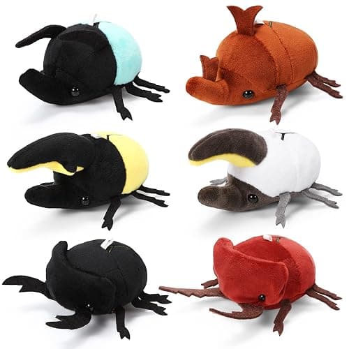 Meooeck 6 Pieces Simulation Beetle Plush Toy 4 Inch Small Beetle Stuffed Animal with Bead Chain Hanging Insect Plush Stuffed Soft Crustaceans for Boys Girls Birthday Animal - Image 1