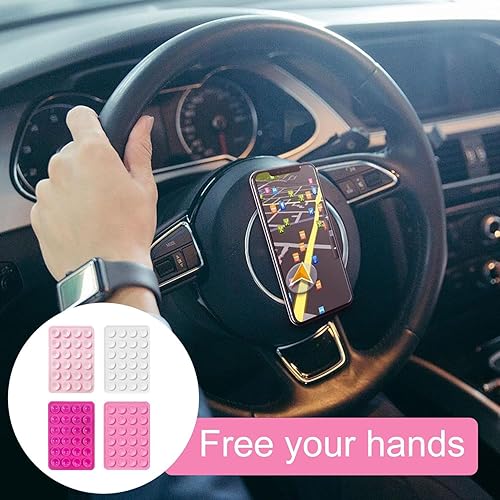 5 Pcs Sticky Phone Grip, Silicon Suction Phone Case Mount, Durable Phone Holder As Suction Cup Phone Mount, Hands Free Phone Sticky Grip for Selfies & Tiktok, Shower Mirror Grip (3 Thick, 2 Thin) thumbnail 7