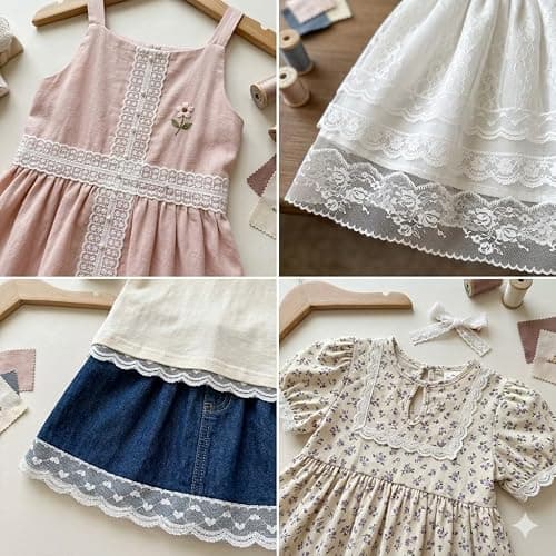 IDONGCAI 10 Yards Lace Trim Ribbon Set – 5 Styles Assorted Scalloped Lace for Sewing, Vintage Floral & Heart Pattern Bridal Lace for Wedding Decor, DIY Crafting, Gift Wrapping & Dress Embellishment thumbnail 5