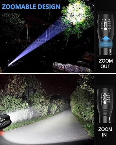 wowlite Tactical Flashlight, Wowlite Ultra Bright XML T6 LED Torch with 5 Light Modes & Adjustable Focus for Emergency Camping Hiking (2 Pack) thumbnail 3