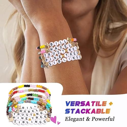 AICase for Gravity Falls Merch Gifts Toys Inspired Bracelets 5 Pcs Stackable Stretch Beaded Friendship Bracelets Party Decor Costume Cosplay Merchandise Gifts for Fans Women Birthday Christmas thumbnail 5