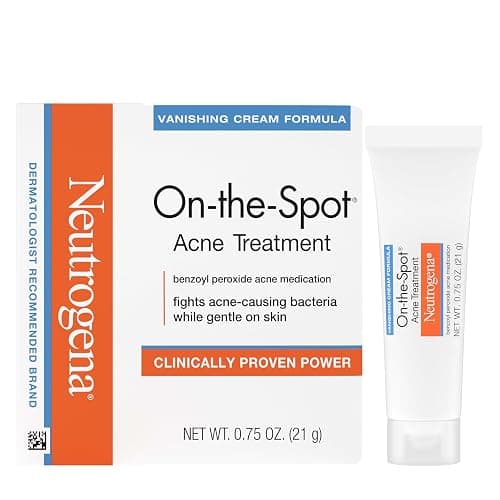 Neutrogena On-The-Spot Acne Spot Treatment Cream, 0.75 oz | 2.5% Benzoyl Peroxide, Gentle Blemish Medicine, Acne-Prone Skin, Vanishing Formula, Clinically Proven Day-1 Results thumbnail 2
