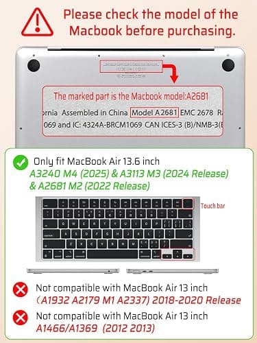 Seorsok Compatible with MacBook Air 13.6 inch Case 2022-2024 2025 A3240 M4 A2681 M2 A3113 M3 Touch ID,Elegant Leather Plastic Hard Case with Transparent Keyboard Cover,Pink Woven - Air 13.6(A3240 A2681 A3113) - Pink thumbnail 3