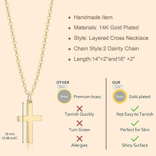 Zalcon Cross Necklace for Women, Gold Plated/Sterling Silver Plated Layered Choker Pendant Necklaces for Women Stack Jewelry for Women Trendy thumbnail 2